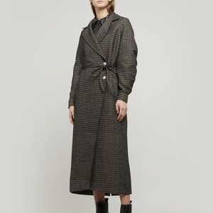 Ganni Black Grey Slub Coat Jacket